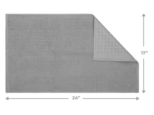 Tapis de bain absorbant lavable en machine coton gris clair - 4
