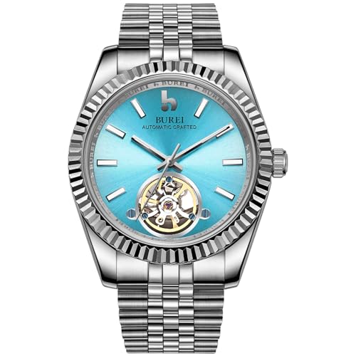 Image of BUREI Men's Classic Luxury Watch Stainless Steel Waterproof Machine Watch Fashion Double Watches Date Sapphire Crystal
