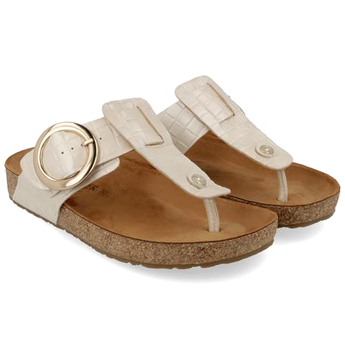 Image of HAFLINGER Round Buckle Corinna Sandals with Rubber Sole and Cork Latex Footbed Unisex