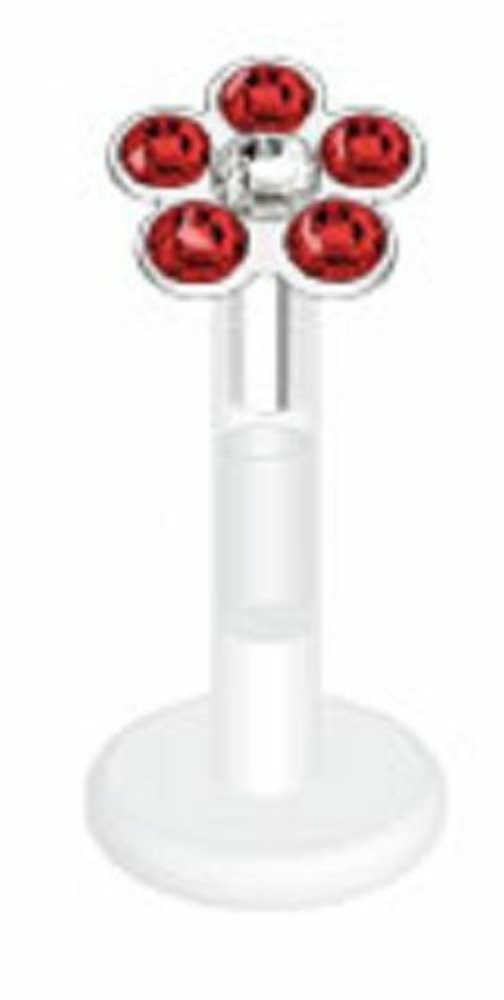 Body AccentzFlower Multi Press-Fit CZ Gems Bio-Flex Shaft Labret Monroe 16g