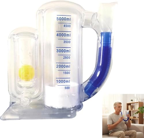5000ml Incentive Spirometer Lungentrainer, Tiefatmungstrainer mit Durchflussanzeige, Atemtrainer Lungentrainer, für Atemübungen, postoperative Erholung