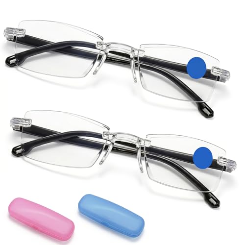 Snugloo Gafas Inteligentes con Zoom Automático, Lote de 2 Gafas de Lectura con Enfoque Automático, Dioptrías Ajustables de 100 a 700 Grados, Antiluz Azul para Visión de Cerca y de Lejos