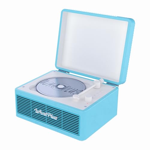 Image of Portable CD Player with Bluetooth 5.2, Rechargeable Battery & Built-in Speakers - Hi-Fi Retro Suitcase Design for Home Decor, AUX /TF Card Support - Ideal Gift (Light Blue)