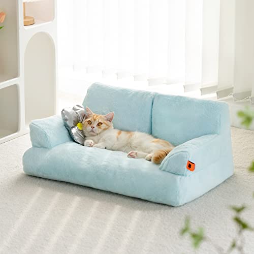 Pet Couch Bed, Washable Cat Beds For Medium Small Dogs & Cats, Durable Dog Beds With Non-Slip Bottom, Fluffy Cat Couch (Blue) #TOP6