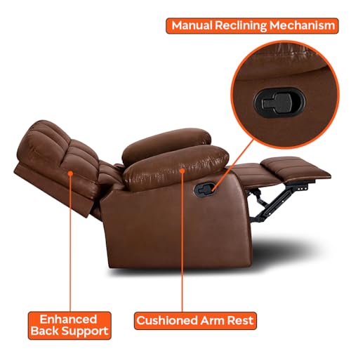 Image of Sleepyhead RX5 Designed by Duroflex - Single Seater Leatherette Manual Recliner with Durable Spring Support | Stylish Upholstery | Snug Fit for Luxurious Comfort (Glossy Sandy Swag)