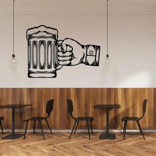 FGJFGGFR Adesivo murale birra adesivo murale bevanda adesivo decorativo per finestra bar vinile lettera decalcomania carta da parati autoadesivo nero
