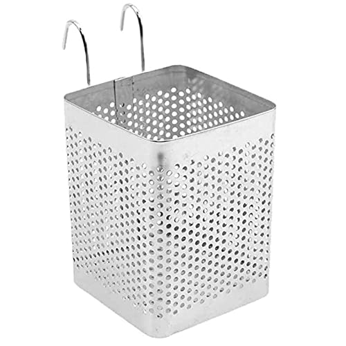 Cesta para escurrir cubiertos,acero inoxidable Soporte para fregadero para palillos Estuche para almacenamiento de cuchara cuadrada Cesta para escurrir cubiertos Cesta para secar cubiertos con ganchos