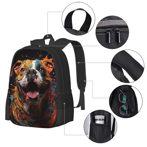 Everyday Unisex 17 Inch Backpack Dog Paint Splatter Colors Reliable Choice for Routine Commutes Errands & Casual Use4
