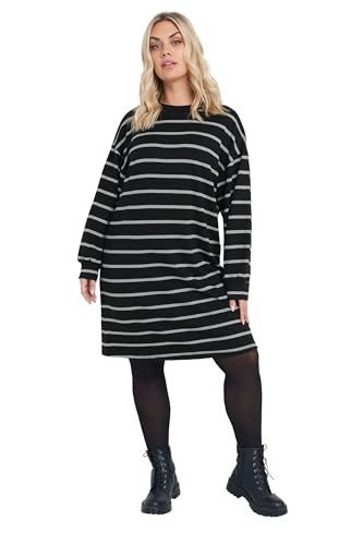 Yours Curve Women's Plus Size Stripe Sweater Pullover Dress Black