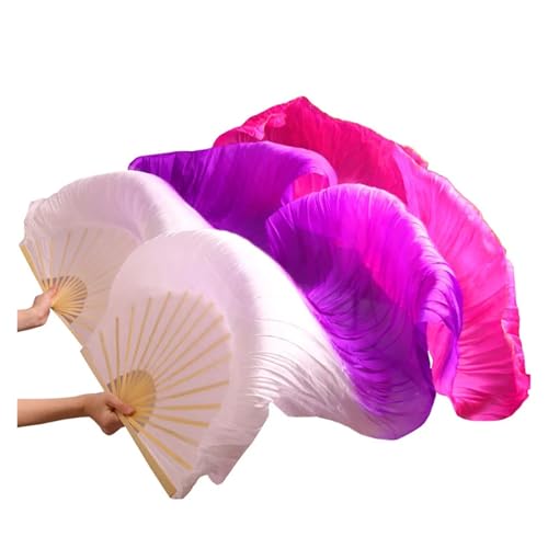 Éventail danse du ventre en soie naturelle et bambou fait main coloris 7 2XL