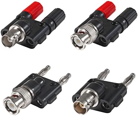 DIANN 4pcs BNC Banana Adapter 4 Type BNC Male Female to 2X 4mm Dual Banana Female Male RF Coax Coaxial Splitter