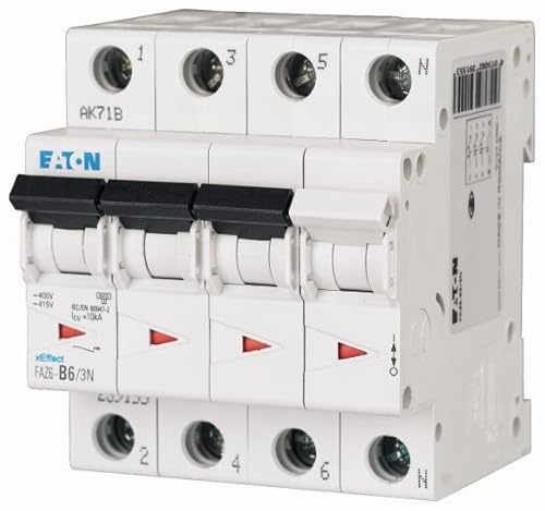 Eaton Leitungsschutzschalter Typ D, Pol 3P+N 6A xEffect DIN-Schienen-Montage