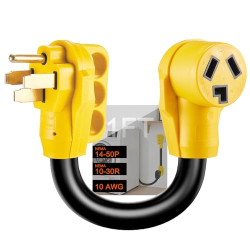 Suplevel NEMA 14-50P to 10-30R Dryer Adapter Cord 50 Amp 4 Prong RV Generator Male to 30 Amp 3 Prong Old Dryer Female with Handle STW 10AWG/3C ETL Listed(NOT for 14-30R Dryer Outlet)