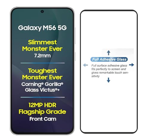 Image of FabeKee Tempered Glass Screen Protector Compatible For Black Cellphone With Edge To Edge Coverage And Easy Installation Kit (Transparent, Samsung Galaxy M56 5G)