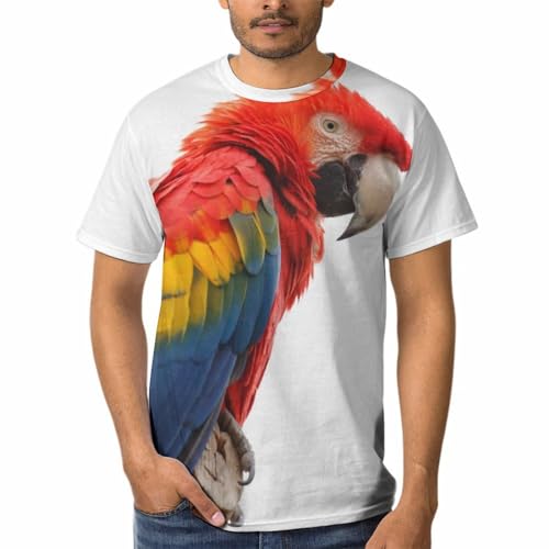 T-shirt perroquet pour homme à col rond et manches courtes en coton confortable