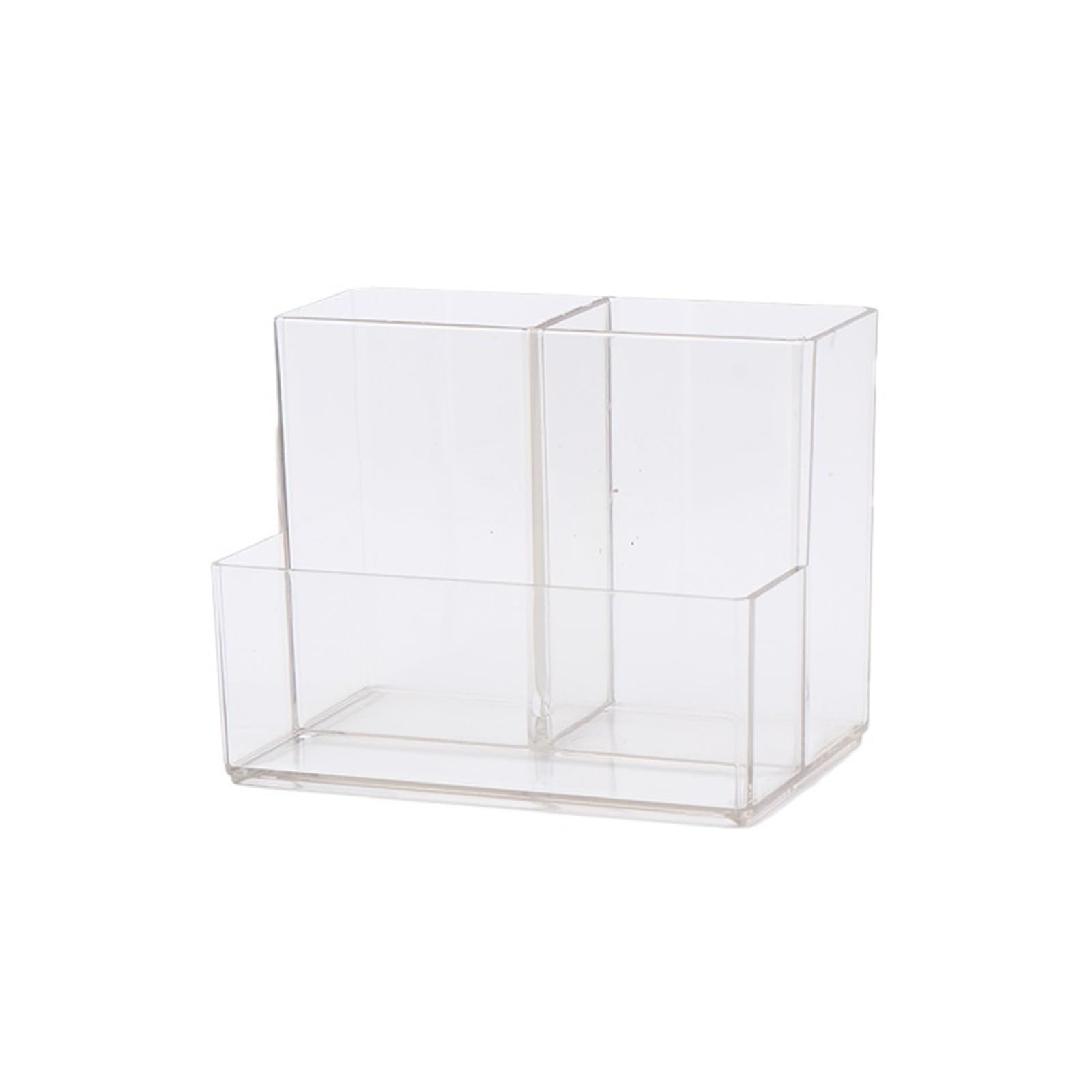 WEOKDFHA Clear Pencil Holder 1/2 Pcs Transparent 3 Grids Pen Holder Box Make Up Brush Bucket Cosmetic Organizer Desk Container Storage