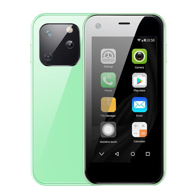 Truely Mini Smartphone Unlocked Android Phone 1GB RAM 8GB ROM Quad Core Dual SIM WIFI 3G WCDMA Small Mobile Phones for Student Children (A-Green)