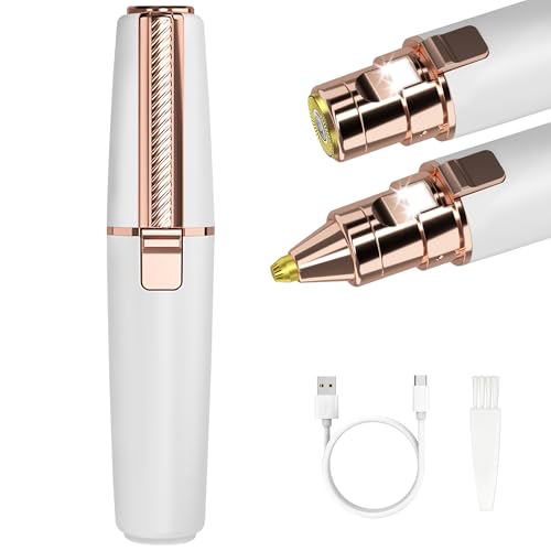 UQQU Facial Hair Remover for Women Electric Lady Shaver & Epilator Eyebrow Trimmer 2 in 1 Rechargeable Hair Removal Device - Perfect for Face Lips Peach Fuzz Fine Hairs and Body