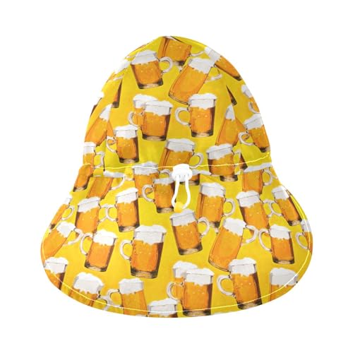 Baby Sun Hat Classic Beer Pattern Toddler Kids Beach Hat Neck Flap Cap Sun Protection Girls Boys Summer Hat Swim Bucket Hat for Travel Hiking Outdoor Multicolor3