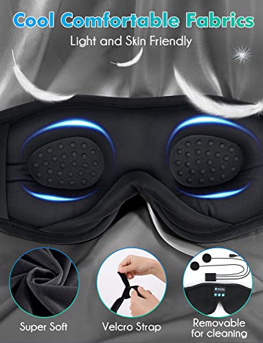 Image of LC-dolida Sleep Mask with Bluetooth Headphones,Sleep Headphones Bluetooth Sleep Mask 3D Sleeping Headphones for Side Sleepers Best Gift and Travel Essential (Elegant Black)