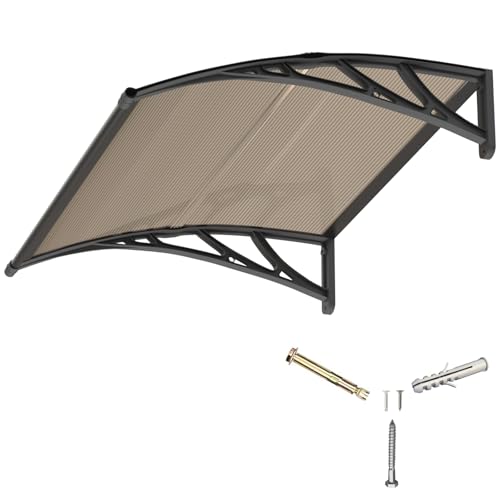 Auvent de Porte d'entrée 80x100cm Toit Marquise en Polycarbonate Porte Résistante Toit Abri Protection Contre La Pluie et UV