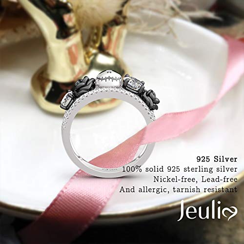 Image of Jeulia 1.76 ct Skull Wedding Band 925 Sterling Silver Diamond Eternity Rings Rose Flower Engagement Rings Anniversary Promise Romantic Jewelry Gift