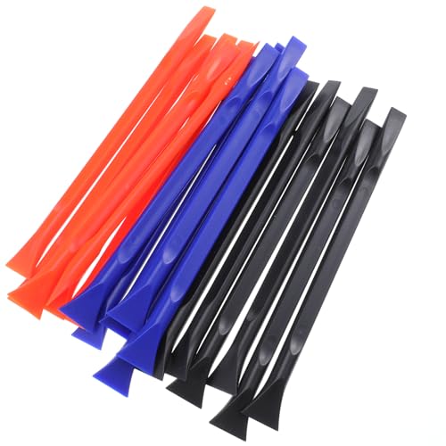 18 Pcs Non-Scratch Plastic Scraper Cleaning Tool Crevice Cleaning Tool Multi-Purpose Label Scraper Remover Tools for Paint Stickers Label Oil Stains Tight Spaces Crevices (Black Blue Orange)