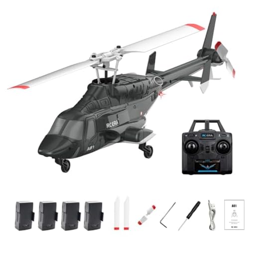RCXTechPro RC ERA A61 Flying-Wolf 4CH Einrotor 1:53 RC-Hubschrauber mit optischem Fluss-Schwebeflug, Höhenstabilität 2,4G-Ferngesteuerter Helikopter, RTF-Militärflugzeug für Erwachsene
