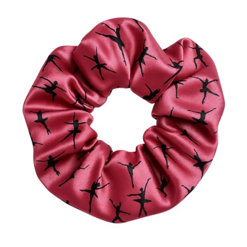 Pink Dance Scrunchie, Girls Hair Accessory with Dancer Silhouette Design, Durable Ballet Elastic Hair Tie, Gift for Recitals & Ballerinas