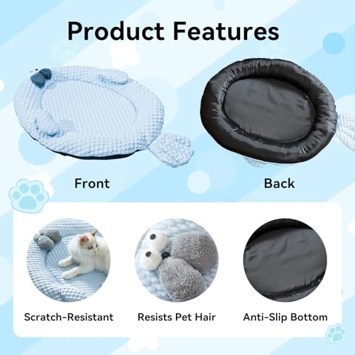 Urnat Cooling Bed Mat for Cat & Small Dog up to 30lbs, Non-Slip Breathable Washable Summer Pet Pad Cushion for Indoor Kittens Puppies (L) — view 5