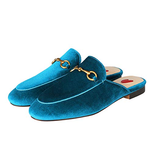 Image of Arqa Mules for Women Almond Toe Leather Flats Slip-on Comfort Backless Loafers Buckle Mule Shoes
