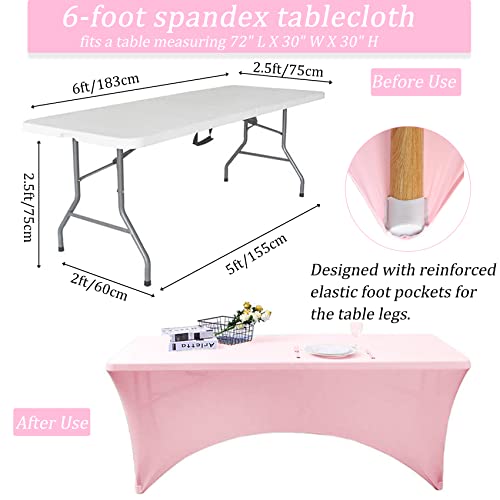 50% Off 4-Pack Pink Spandex Table Covers for Parties & Weddings - Image 2