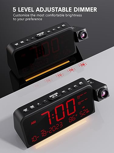 Mesqool CR1024-R Projection Alarm Clock For Bedroom Ceiling, Digital Clock Projector thumb #5