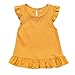 Genérico Tops sólidos para bebés y niños, ropa de algodón, blusa de Color mosca con mangas, Tops para niñas con volantes Top Tan (Yellow, 6-12 Months)