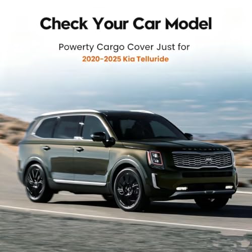 Image of Powerty Cargo Cover for 2020-2025 Kia Telluride, Canvas Trunk Cover Retractable Trunk Security Cover Privacy Shielding Shade for Kia Telluride