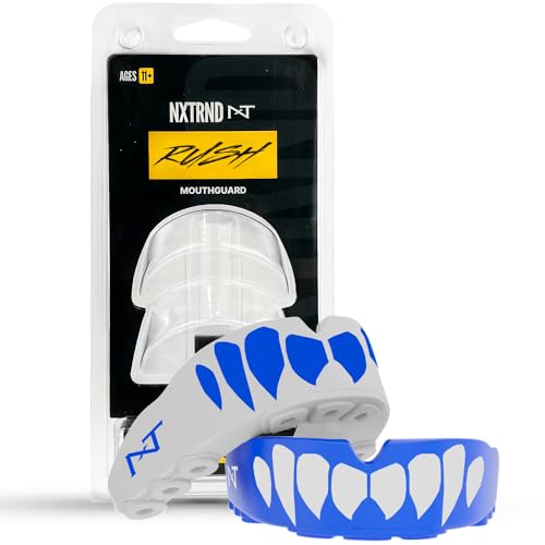 2 Pack Nxtrnd Rush Mouth Guard Sports, Professional Mouthguards for Boxing, Jiu Jitsu, MMA, Wrestling, Football, Lacrosse, and All Sports, Fits Adults, Youth, and Kids 11+ (Blue)