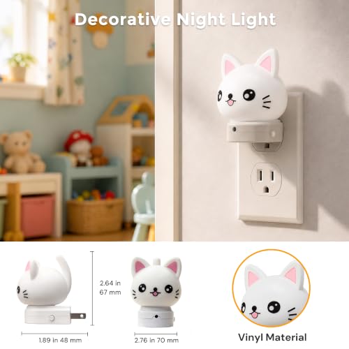 Image of L LOHAS LED Plug in Night Light for Kids, 3D Cute Cat Night Lights