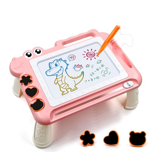 AiTuiTui Magnetic Drawing Board Toddler Toys with Legs for Girls, Color Sketch Writing Scribble Doodle Pad Travel Games, Educational Learning Kids Toys for Birthday or Valentine Gift (Pink)