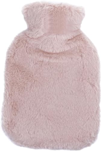 Image of Econa Hot Water Bag with Plush Fur Cover for Pain Relief, Leakproof Rubber Heating Bottle for Period Cramps, Back Pain & Muscle Therapy, Hot & Cold Compress Bag (1000 ML - Hallo - Pink)
