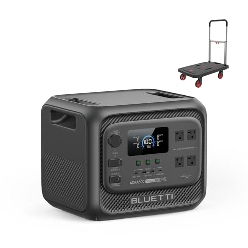 BLUETTI AORA 300 ポータブル電源 キャリーカートセット 3014.4Wh 大容量 3000Whクラス世界最小 4000W 電力リフト機能 2000W 高出力 リン酸鉄 6000回サイクル 16年長寿命 2.3時間満充電 UPS機能 防災保障 電気代節約 停電対策 家庭用蓄電池 車中泊 アウトドア アプリ遠隔操作 純正弦波 AC100V 50Hz/60Hz