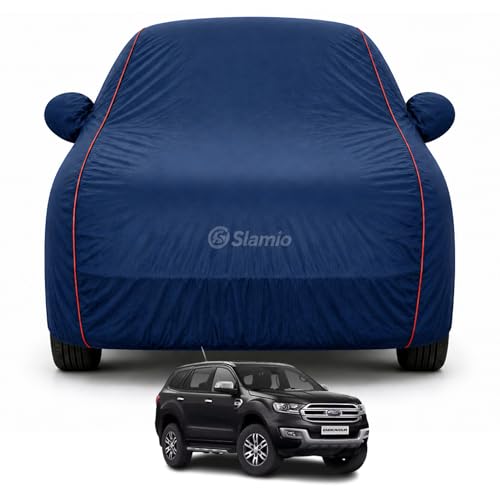 Image of Car Cover for Ford Endeavour 2003-2010 | 100% Waterproof Heavy-Duty 3-Layer Car Body Cover | All-Weather Rain, UV, Sun & Dust Protection | Custom Fit | Mirror & Antenna Pockets | Navy Blue