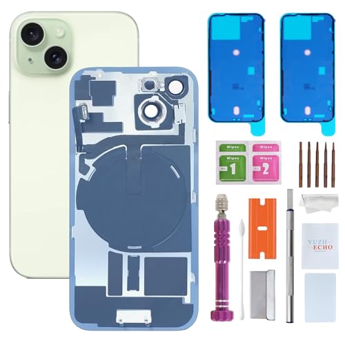 Back Glass Replacement for iPhone 15(6.1 inches Green) Integrated Glass & Wireless Charging Repair Tools are Included