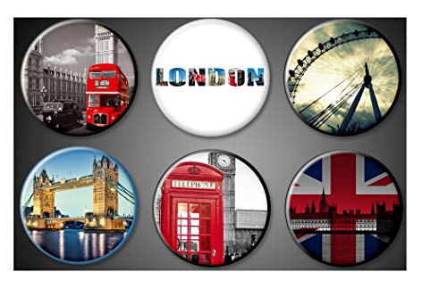 London England Large 1.75" magnets Union Jack Flag fridge tower bridge, Big Ben clock, double decker bus, phone booth England London Eye Ferris Wheel