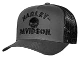 Harley-Davidson Herren-Trucker-Mütze, verstellbar, Snapback, Netzstoff, Grau, Grau, Einheitsgröße