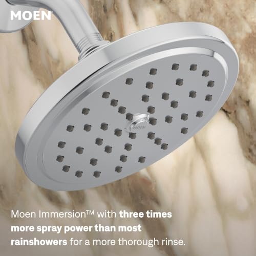 Kit de grifería para ducha redonda tipo lluvia Moen T2262EP Cia PosiTemp Eco-Performance con manija única, acabado cromado, válvula no incluida miniatura 5