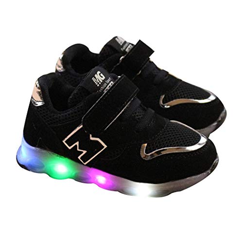 Tomasa Impresión de Carta de Cinta de sujeción Casual para niños Unisex con Zapatos con luz LED Sandalias Deportivas