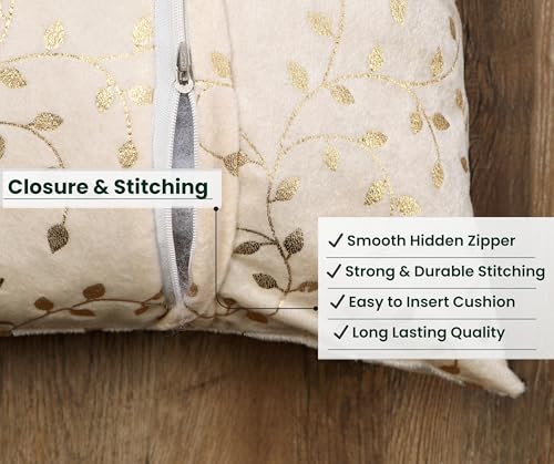 Image of RD TREND Velvet Rectangular 12x18 Inches Cushion Covers Set of 2 | Throw Pillow Covers for Sofa, Bed & Living Room | Perfect for Home Decor Cream Caramel