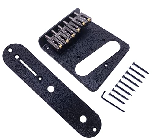 Jiayouy Placa de puente Telecaster de 6 cuerdas con interruptor de 3 vías para reemplazo de guitarra Tele Telecaster (negro)