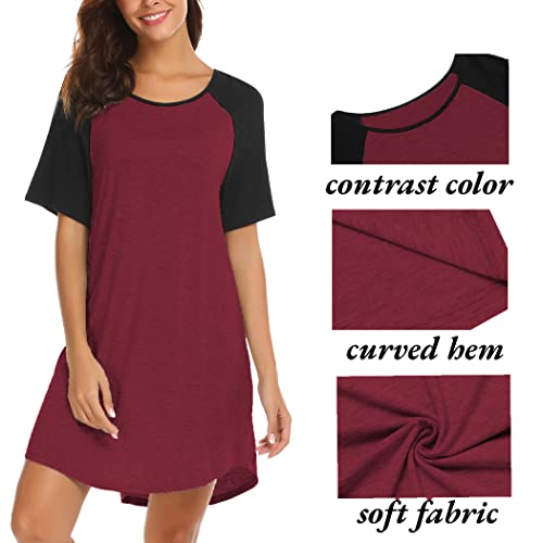 Image of Ekouaer Sleep Shirts for Women Short Sleeve Night Shirts for Sleeping Pullover Nightgown Soft Nightdress S-XXXL