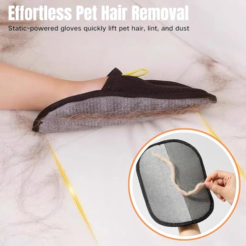 Image of Pet Hair Removal Glove - Static-Enhanced Grooming Mitt for Dogs & Cats - Reusable, Gentle Massage & Hair Remover for Sofa, Carpet, Car Seat - 23.5x18cm